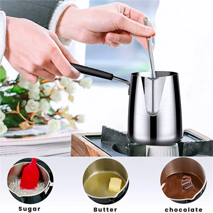 2X%20Stainless%20Steel%20Butter%20and%20Coffee%20Warmer,Turkish%20Coffee%20Pot,Mini%20Butter%20Melting%20Pot%20and%20Milk%20Pot%20with%20Spout%20-(350ML)%20-%20Image%206