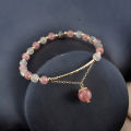 【Mega Sale】Natural Tourmaline Female Korean Style Cute Mori Style INS Crystal Bracelet Design Bracelet. 