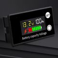 Battery Capacity Tester LCD Color Screen DC Voltmeter with Alarm Temperature Function for Electromobile 8-100V. 
