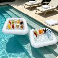 Summer PVC Inflatable Serving Bar Multi-functional Lightweight Inflatable Floating Tray Portable Drink Tray Pool Float Tray Picnic. 