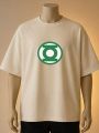 Green Lantern Logo Printed T-Shirt  (Maroon, White, Cream, Black). 