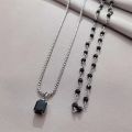 【Fresh designs】Sweet Cool Spice Girl Double Layer Stacked Wearing Style Chain Women's Design Sense Light Luxury Black Zircon Necklace Trendy Necklace. 