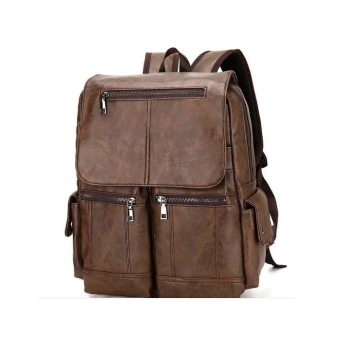 Leather%20Double%20Pocket%20Backpack%20For%20Casual%20School%20College%20Bag%20for%20Men%20-%20Black%20/%20Coffee%20/%20Tan%20%7CFashion%20Multicolor%20College%20Bag%20For%20Men%20-%20Image%204