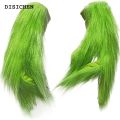 DISICHEN Portable Cute Christmas Green Haired Cosplay Mask Latex Halloween Full Head Latex Mask Cosplay Christmas Thief Costume Mask Props. 