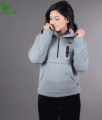 Fuloo's Sherpa Hoodie in Grey with fleece inside for women. 