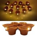 Led Light Water Sensor Diya Artificial Flameless Candle All Occasions Ganapati Navratri Diwali Wedding Party (12-Diya). 