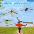 Gift Pull Wire Bamboo Dragonfly Handle Power Helicopter Handle Pull Line Helicopter Outdoor Sports Draw Rope Aviation Model Copter Children's. 