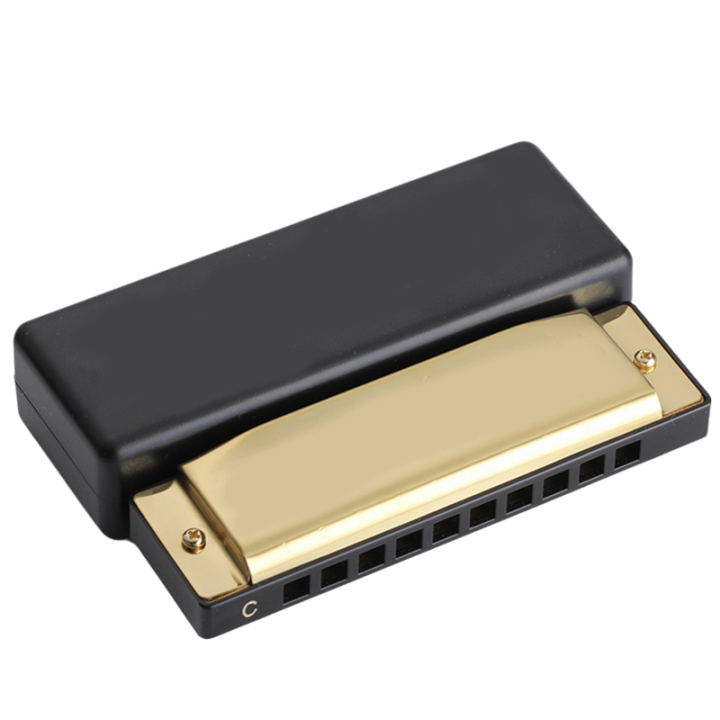 10-hole-blues-harmonica-c-key-instrument-educational-toy-gold-daraz