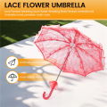 Lace Parasol Wedding Lace Flower Wedding Bride Parasol Umbrella red. 
