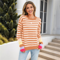 Ladies Striped Casual Sweater Tops L. 
