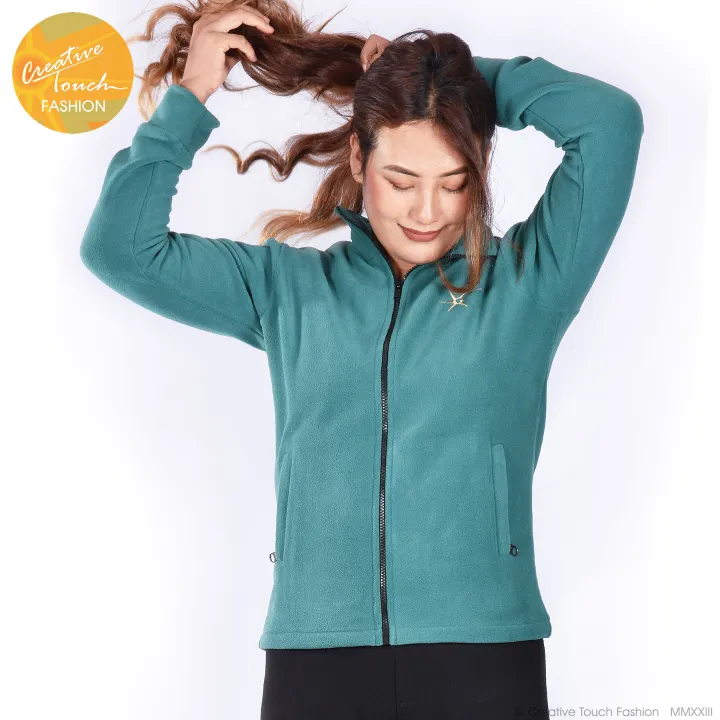 Creative%20Touch%20Fashion%20Petrol%20Blue%20Front%20YKK%20Zippered%20Polar%20Fleece%20Jacket%20For%20Women%20MJK1076%20-%20Image%205