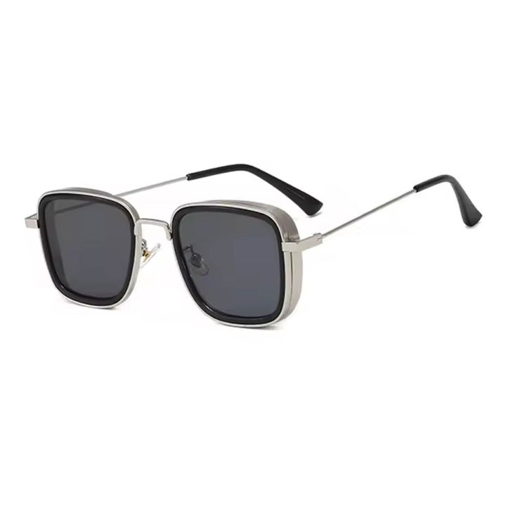 Polycarbonate Black Lens Uv400+ Sunglasses for Men - Silver Frame | Fashion Polycarbonate Lens Sunglasses For Men