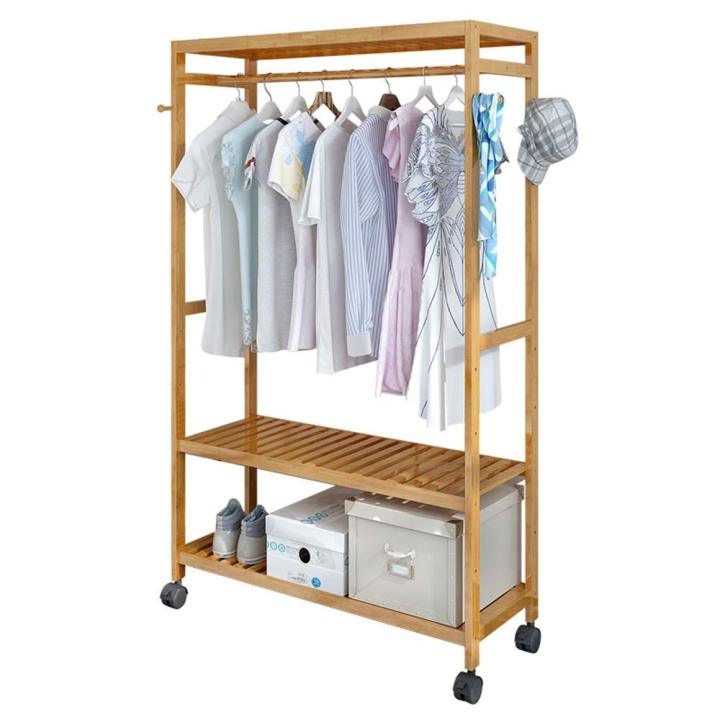 Bamboo%20Coat%20Rack%20DIY%20Garment%20Rack%20Coat%20Clothes%20Hanging%20Rail%202%20Tiers%204%20Hooks%20for%20Shoe%20and%20Hat%20Rack%20Laundry%20Storage%20Shelves%20%20-%20Brown%20-%20Image%202