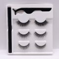 Natural 3 Pairs Magnetic Mink Eyelashes + Eyeliner & Applicator. 