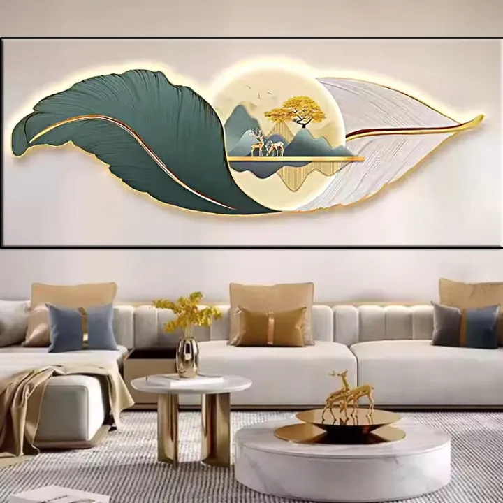 Feather Single Panal Canvas Wall Decor, Luxury Feather Wall Art Wings ...