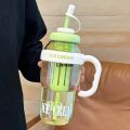 Linman Outdoor Cute Plastic Water Bottle Portable Leakproof Sports Water CupFifty percent discount with Straw with Handle Car Mounted Drinking Tumbler School Boys Girl. 