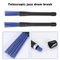 1 Pair Black Handles Jazz Drum Brushes Sticks Blue Nylon 32cm. 