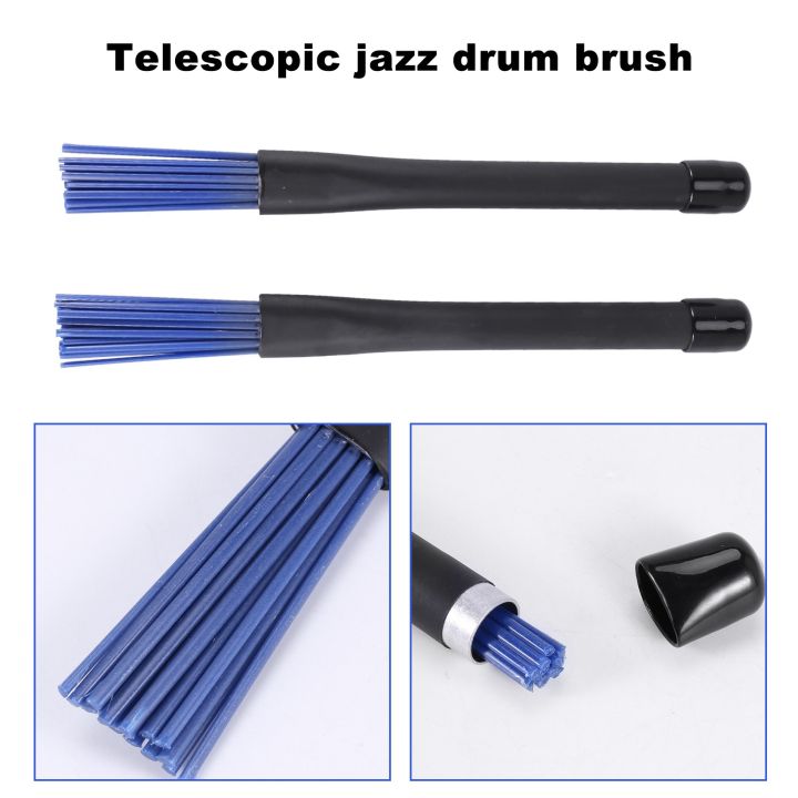 1%20Pair%20Black%20Handles%20Jazz%20Drum%20Brushes%20Sticks%20Blue%20Nylon%2032cm%20-%20Image%204