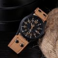 Wenefang SOKI 1pc Men Brown Quartz Watch With Circular Watch Sales promotion Dial Pointer Leather Date For Sports Daily. 