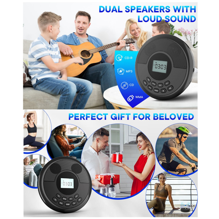 Portable%20Bluetooth%20CD%20Player%20Rechargeable%20Discman%20Gray%20-%20Image%205