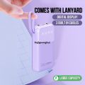 Xujiguanghui Q130 10000mAh Mini Powerbank with Built-in 4 Cables Power Display | Compact Design with LanySpecial ard | Stylish Portable Powerbank by Qtech | Fast Charging for Android, iPhone Other Devices. 