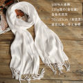 Tie-dye white cotton linen scarf for children hand-dyed cotton tassel scarf printed polyester shawl travel gifts. 