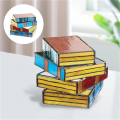 3PCS Stained Glass Stacked Books Lamp Vintage Handcrafted Glass Nightstand Desk Book Lamps Multicolor. 