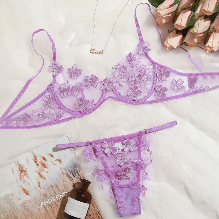 Embroidery Lingerie Costumes Floral Perspective Laceeisure time Bra G ...