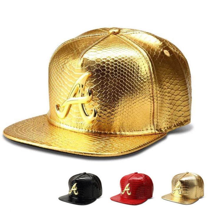 Curling iron Trendy PU Crocodile Skin Hip Hop Cap For Men Women Rap Snap Back Cap Letter Flat Baseball Bonnet Homme Gold Dad Trucker Hat