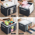2pc Extra Large 100L Wardrobe Space Savers Clothes Organizing Storage Box Portable Folding Box 2 Side Chain Window Lockable | Storage Space Saver. 
