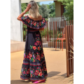 Sleeveless Beach Long Maxi Dress Black & Red M. 
