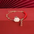 Lucky Rabbit Red Rope Bracelet Cute Jade Bunny Charm Bracelets for Women Red Opal Bead Chains Bangles Chinese New Year Gifts. 