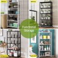 Heavy Duty Metal Wire 5 Layer Multifunctional Foldable Floor Standing Storage Rack. 