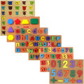 Wooden Educational Puzzle Combo Set (Nepali Varnamala, Numerical Numbers, Geometric Shapes, Upper & Lower-Case English Alphabets) Learning Toy Board. 