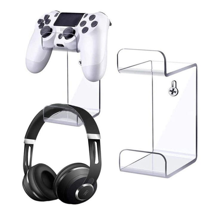 Universal%20Wall%20Mounted%20Acrylic%20Headset%20Stand%20Hanger%20Game%20Controller%20Holder%20Space%20Saving%20Gamepad%20Holder%20Wall%20Mount%20For%20PS4/Xbox%20-%20Image%203