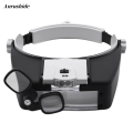 Anrushide Repair, magnifier illuminated headband adjustment wearable magnifier with Original head light LED2 with a magnifying glass for reading jewelry watches. 