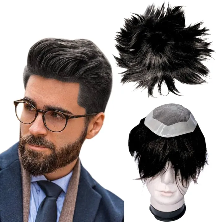 Human%20Hair%20Mono%20Lace%20Hair%20Patch%20For%20Men/%20Hair%20Patch/%20%20Frontal%20Hair%20Patch%20for%20Men%20Front%20Hairline%20Loss%20With%20Lace%20Hold%20Glue%20And%20C-22%20Solvent%20-%20Image%203