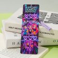 Kawaii Acrylic Kpop Demon Hunters Bookmarks Stationery With Tassel Anime Book Page Markers Cartoon Huntrix Reading Book Clip Kpop Fans. 