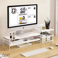 Double-Deck Computer Monitor Holder Transparent PC Screen Stand Bracket Desktop Display Storage Organizers For Office Working Queena. 