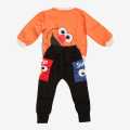 Orange/Black Winter Jacket And Trouser 3 Pcs Set For Baby. 