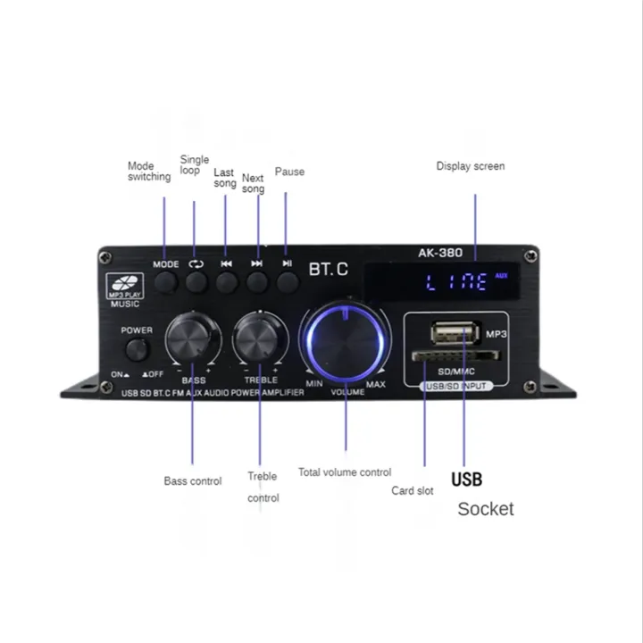 Ak380%20800W%2012V%20Power%20Amplifier%20Bluetooth%20Stereo%20Home%20Car%20BASS%20Audio%20Amp%20Music%20Player%20Car%20Speaker%20Class%20D%20FM%20USB/SD%20Replacement%20Spare%20Parts%20-%20Image%207