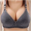 Women Push Up Bra Big Cup for Big Breasted Fat Full Coverage Thin Wire Free Back Closure Plaid Soft Bra. 