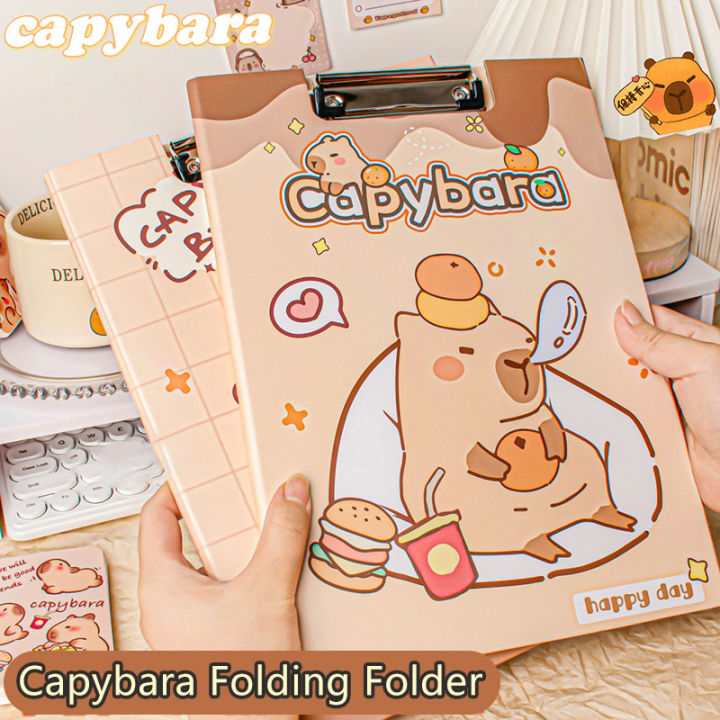 Cartoon Cute Capybara File Folder Fashion File Storage Board Clip ...