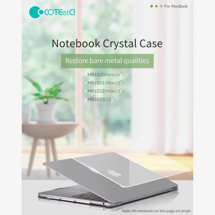 COTECi Crystal Clear Hard Shell Case for MacBook Air 13.6 M2 A2681 2022 Macbook Air M2 Case