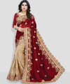 Red/Beige Embroided Silk Blend Bollywood Saree For Women | Traditional Saree For Women | Saree For Women. 