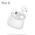 Pro 6 TWS Bluetooth 5.0 Mini Wireless Earbuds with Charging Case (White). 
