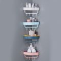 Free Punch Wall Corner Bathroom Storage Shelves Shelf With Hook Bathroom Accessories Shampoo Shower Shelf Holder Storage - Blue. 