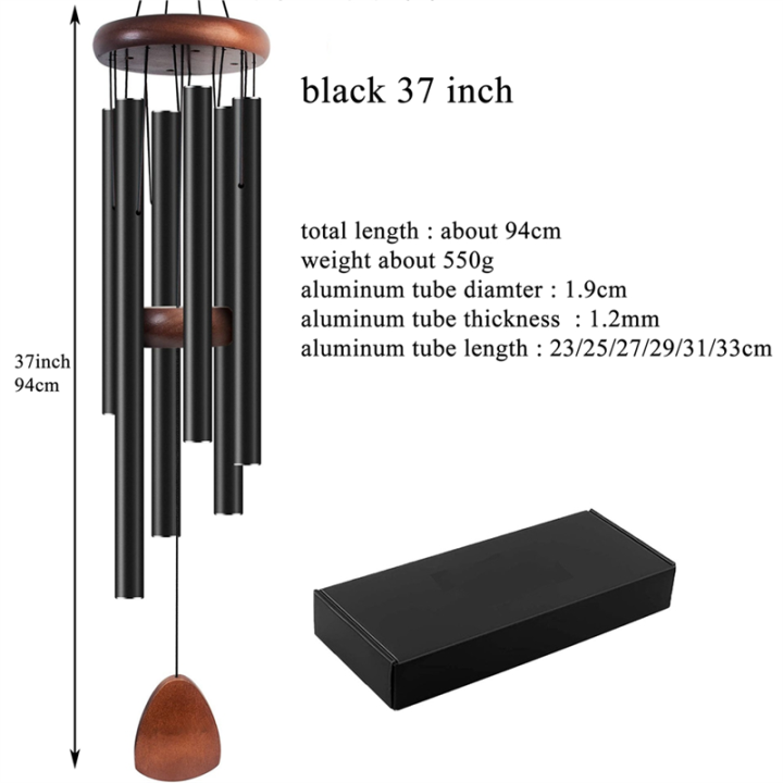 Metal%20Windchime%20Aluminum%20Windbell%20Wind%20Chimes%206%20Rods%20Chimes%20Home%20Decoration%20Craft%20Outdoor%20Black%20-%20Image%205