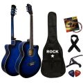 Rockstar (RW40EQT) 40" Premium Semi-Acoustic Guitar (with Equalizer & Tuner) (BlueBurst) With Bag, Capo, 2 Picks, String Set, Strap. 