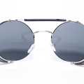 Silver/Black Frame Black Lens Round Sunglasses For Men. 